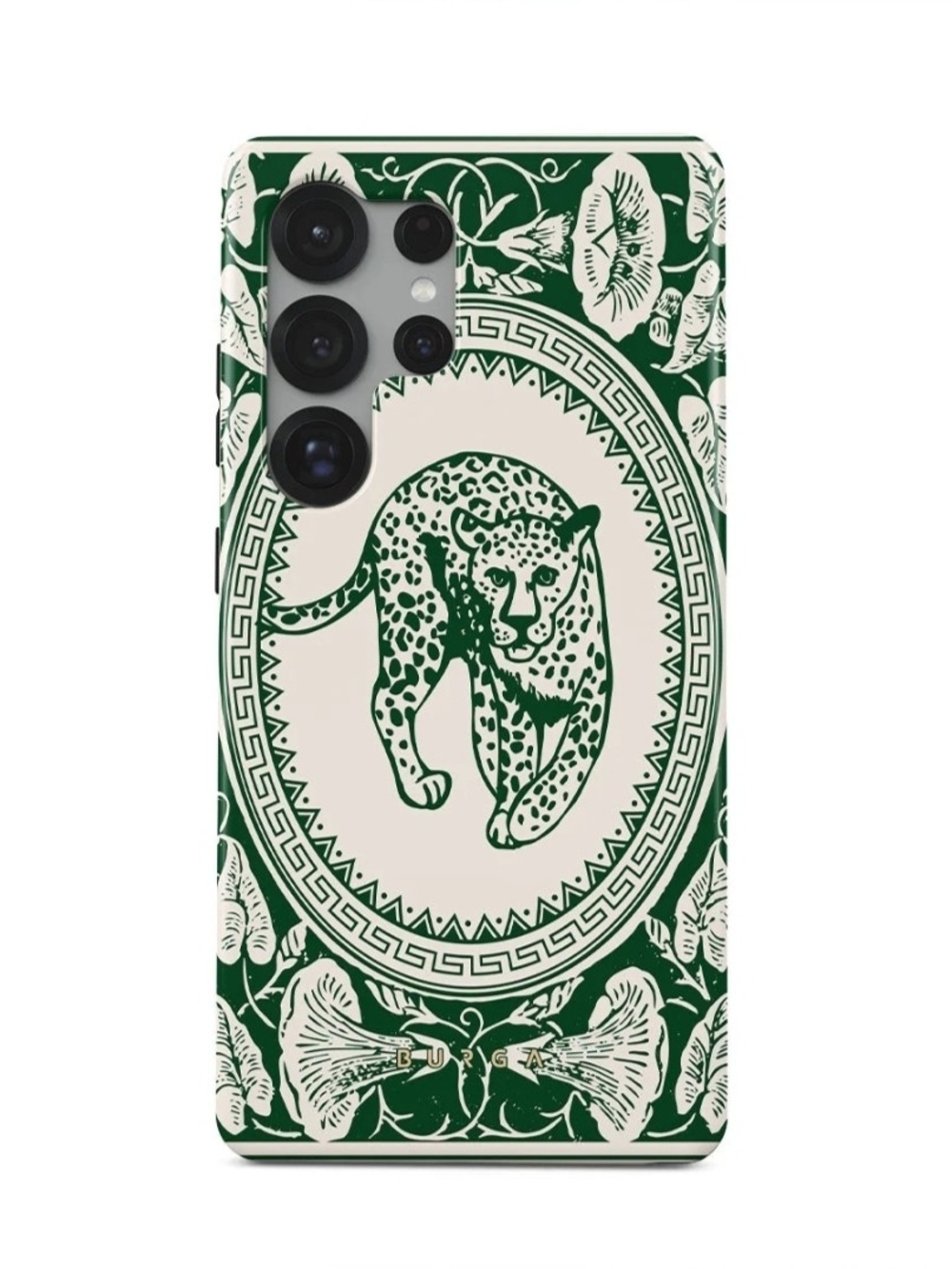 Green Leopard Print Protective Phone Case & Ring - Designer Style